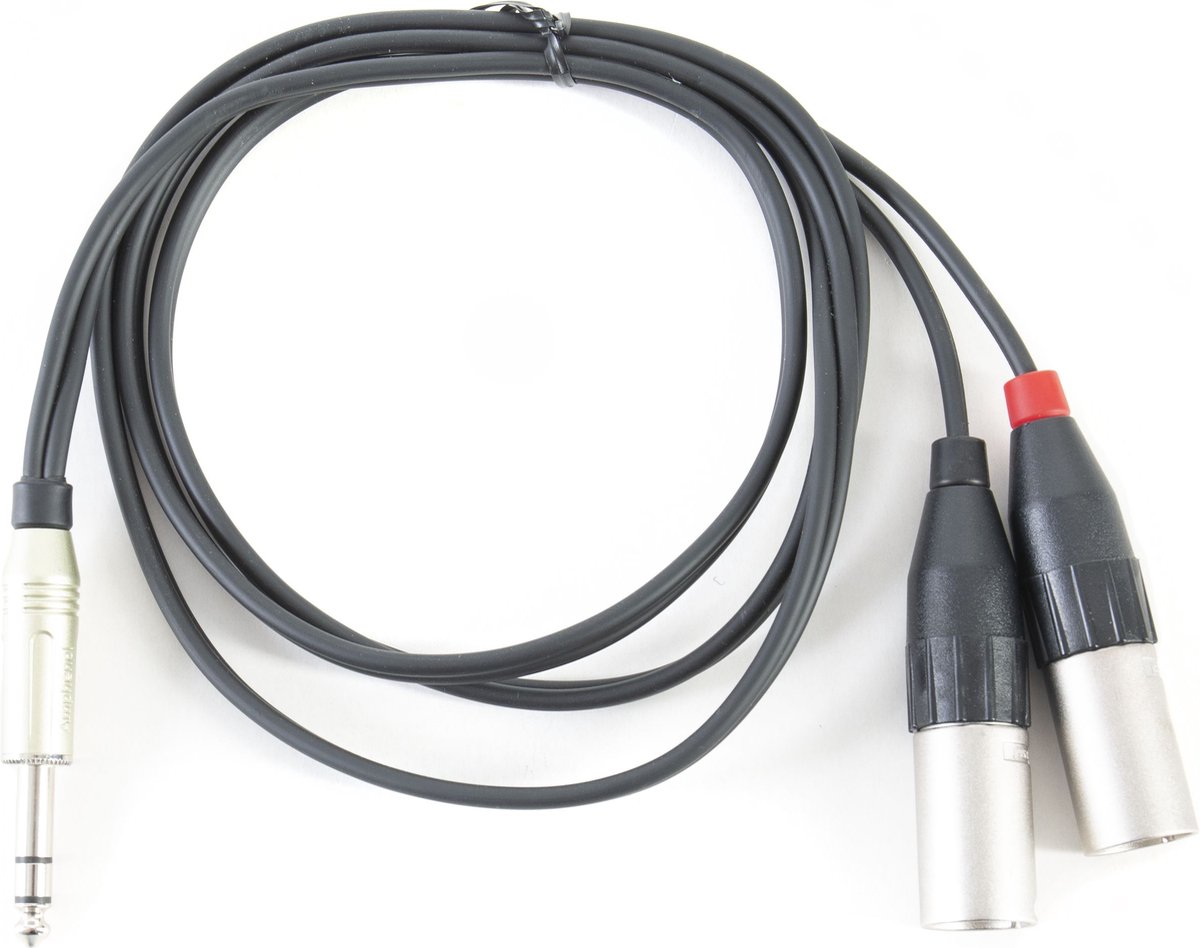   Y-kabel 6,3mm jack.-> 2 XLR 1,5 Amphenol stekker, kabel zwart - Invoerkabel